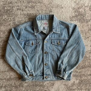 Vintage 90s Bugle Boy Golden Crest Light Wash Boxy Faded Trucker Jacket